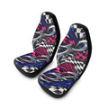 Racing Vibes Polyester Car Seat Covers – Checkered Flame Graphic