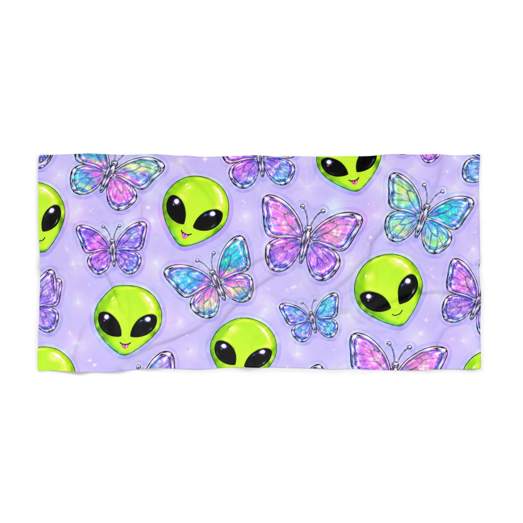 Y2K Aliens & Butterflies Beach Towel