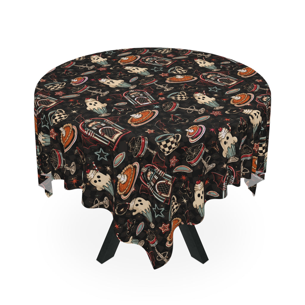 Ghostly's Retro Diner Tablecloth Black