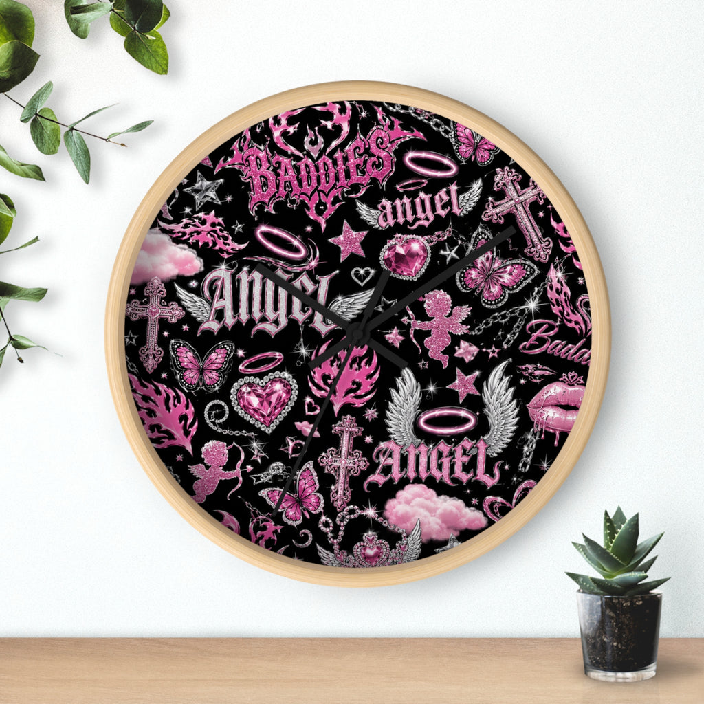 Y2K Angel Baddie Wall Clock