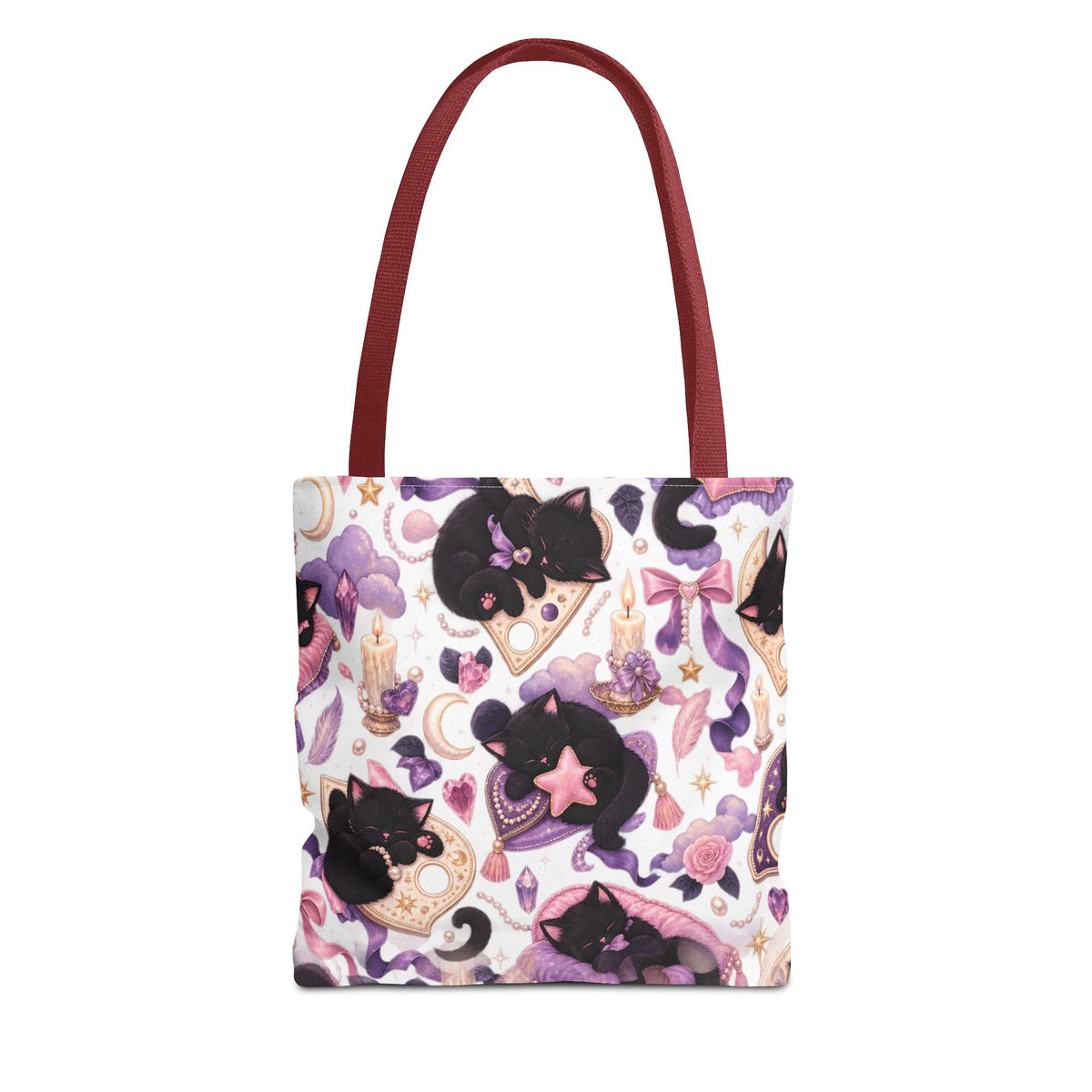 Magical Black Cat Pattern Tote Bag – Cute Moon & Stars