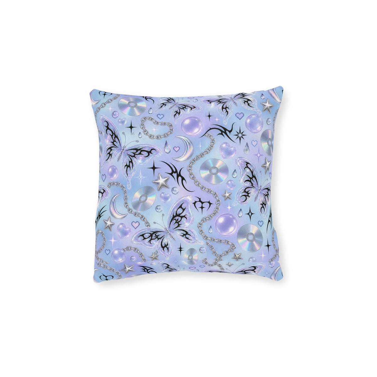 Digital Butterfly Square Pillow Light Blue