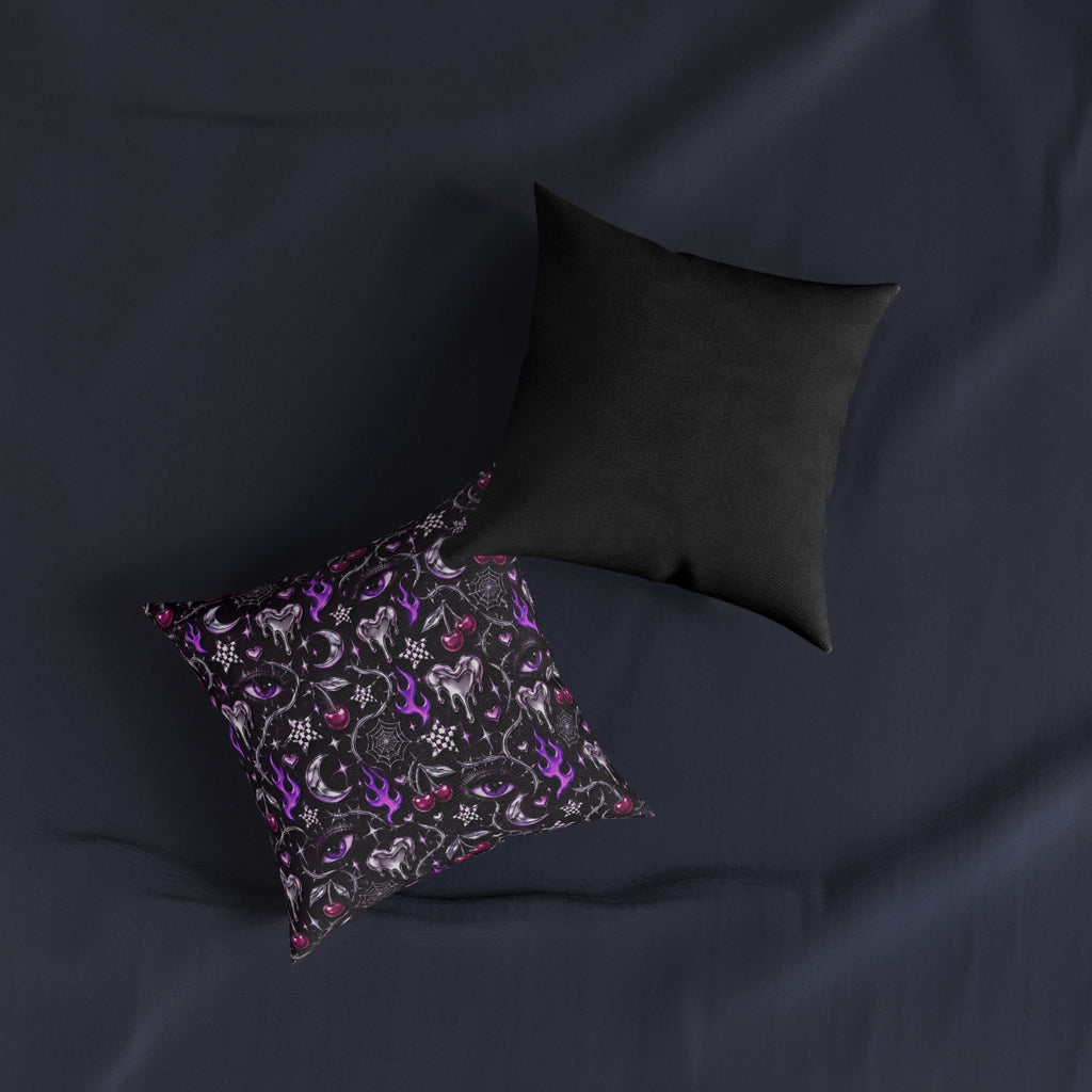 Y2K Magic Spell Square Pillow Black
