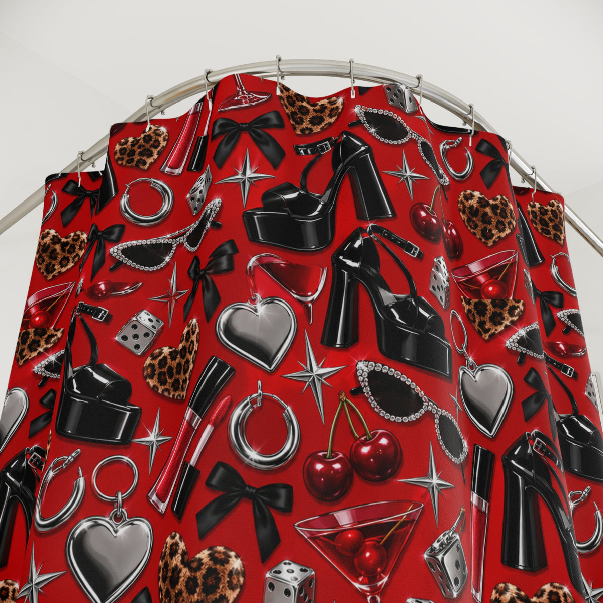 Y2K Iconic Girl Shower Curtain Red