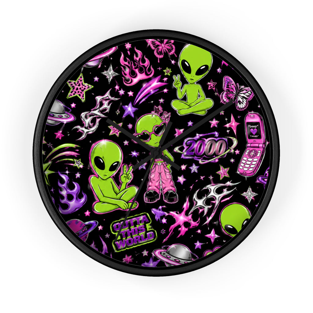 Y2K Alien Crush Wall Clock