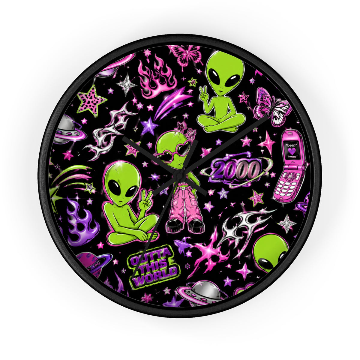Y2K Alien Crush Wall Clock