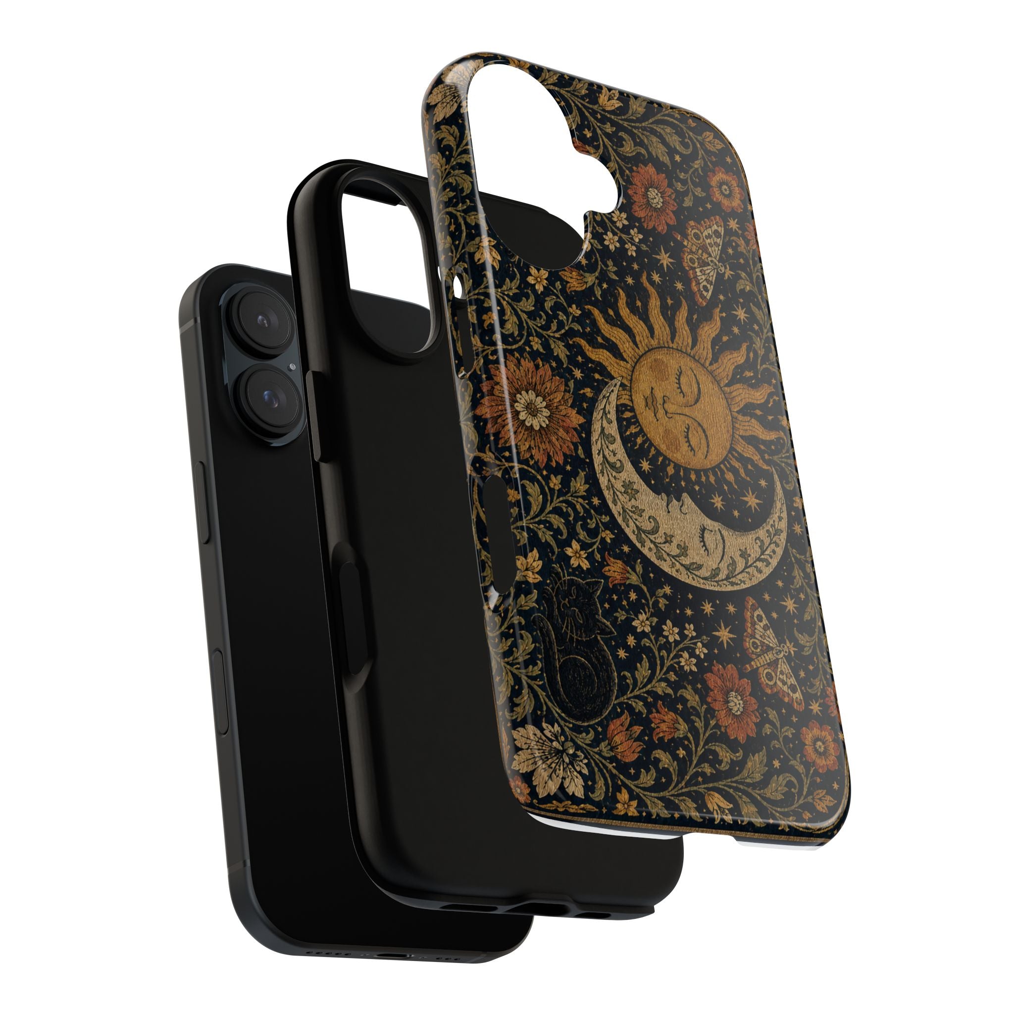 Celestial Sun & Moon Floral Phone Case — Boho Protective Tough Case