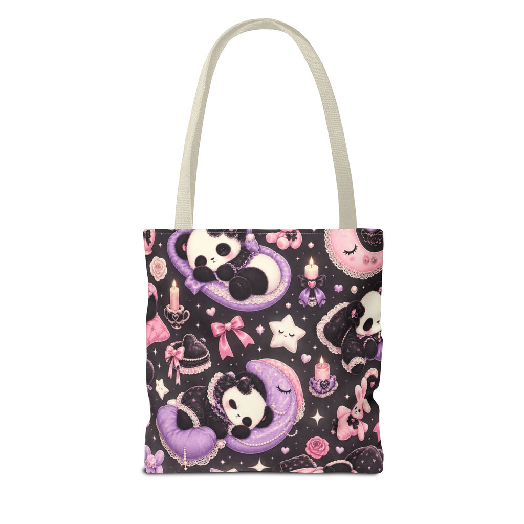 Kawaii Gothic Panda Moon Tote Bag – Cute Pastel Goth All-Over Print