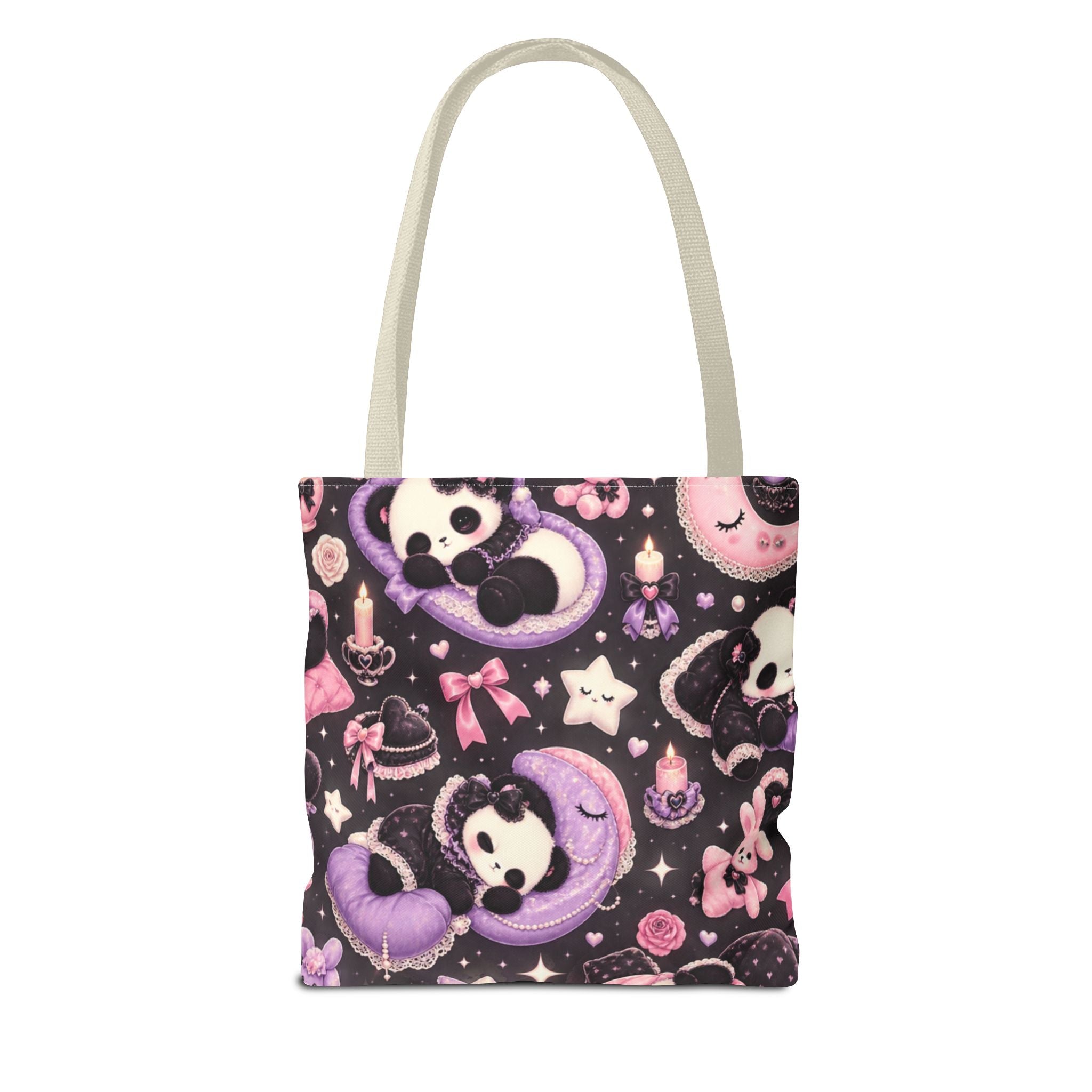 Kawaii Gothic Panda Moon Tote Bag – Cute Pastel Goth All-Over Print