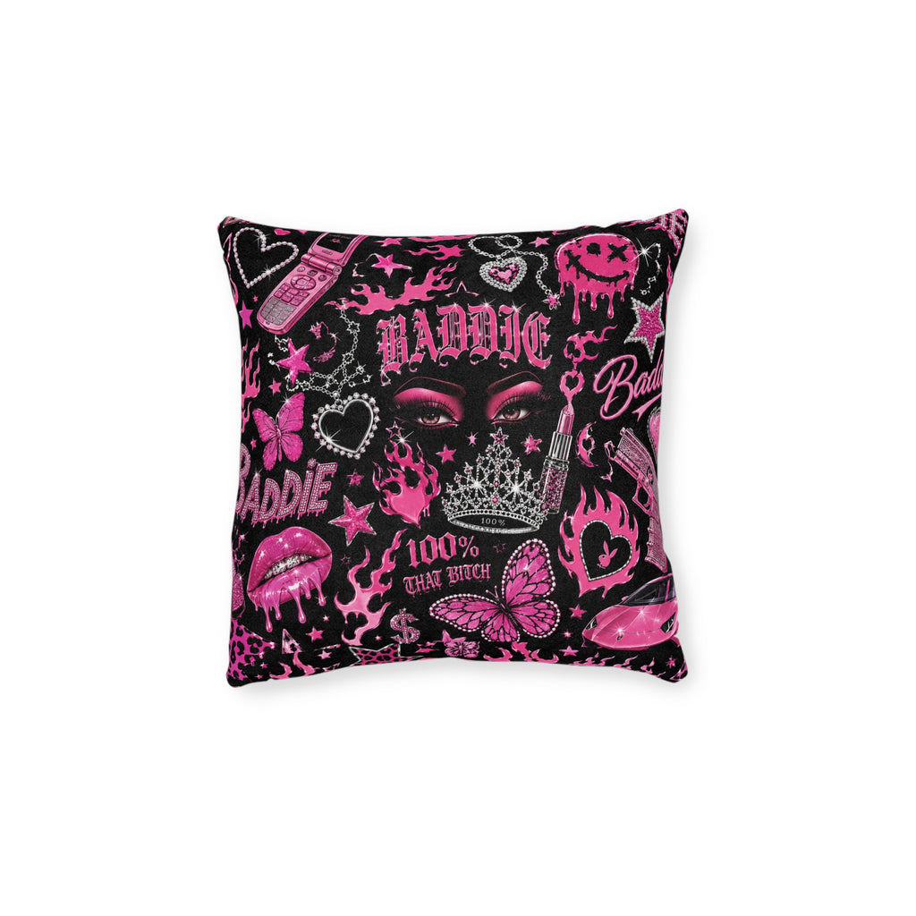 Y2K Baddie Square Pillow Black/Pink