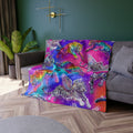 Crushed Velvet Blanket — Rainbow Tiger Throw Blanket, Vibrant Galaxy Animal Print Cozy Plush
