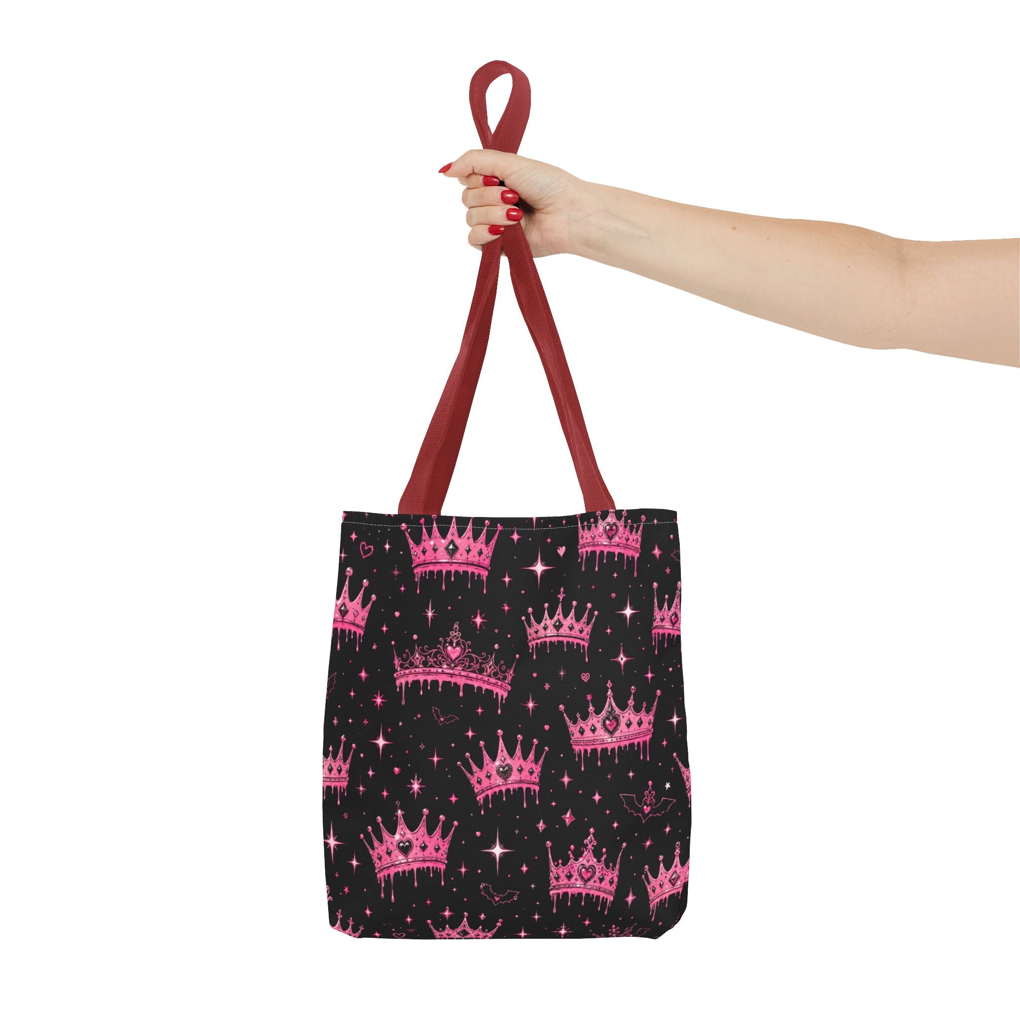 Pink Crown Pattern Tote Bag — Sparkling Princess All-Over Print