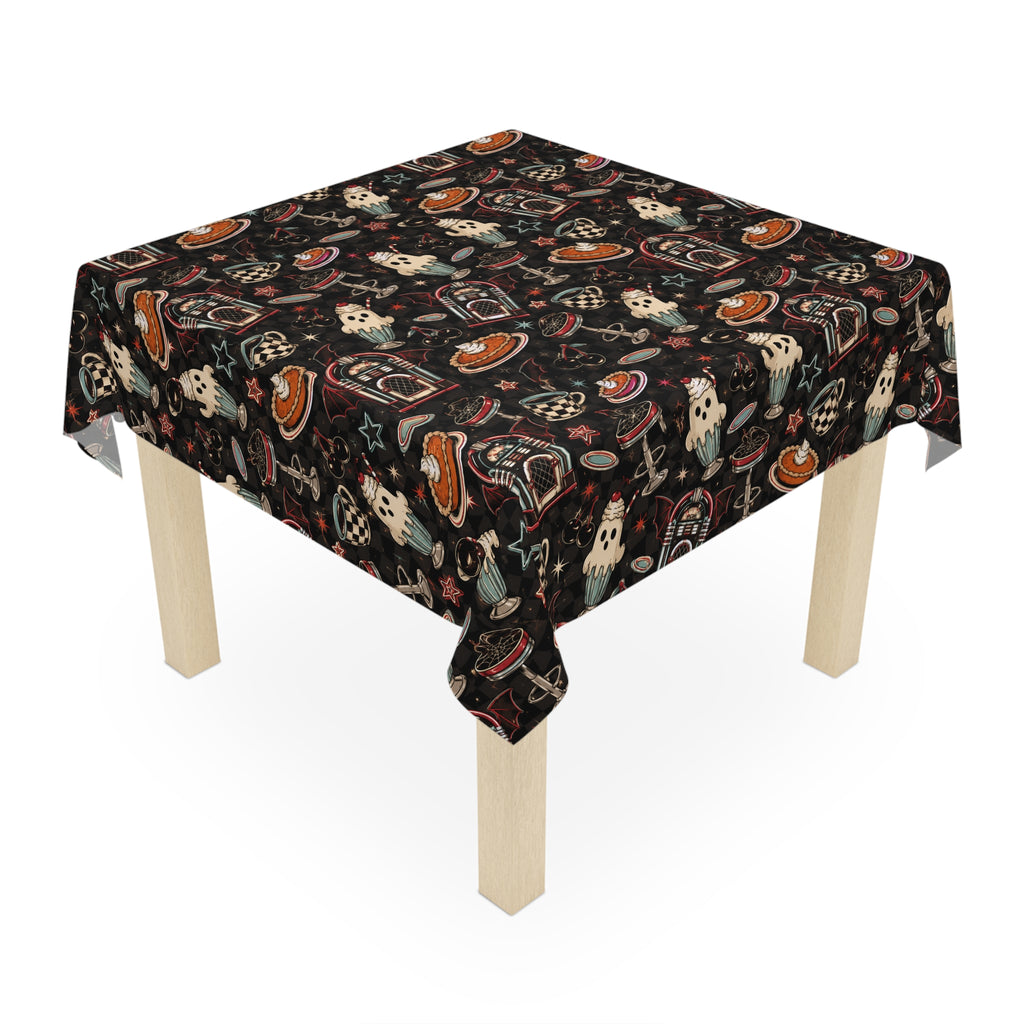Ghostly's Retro Diner Tablecloth Black