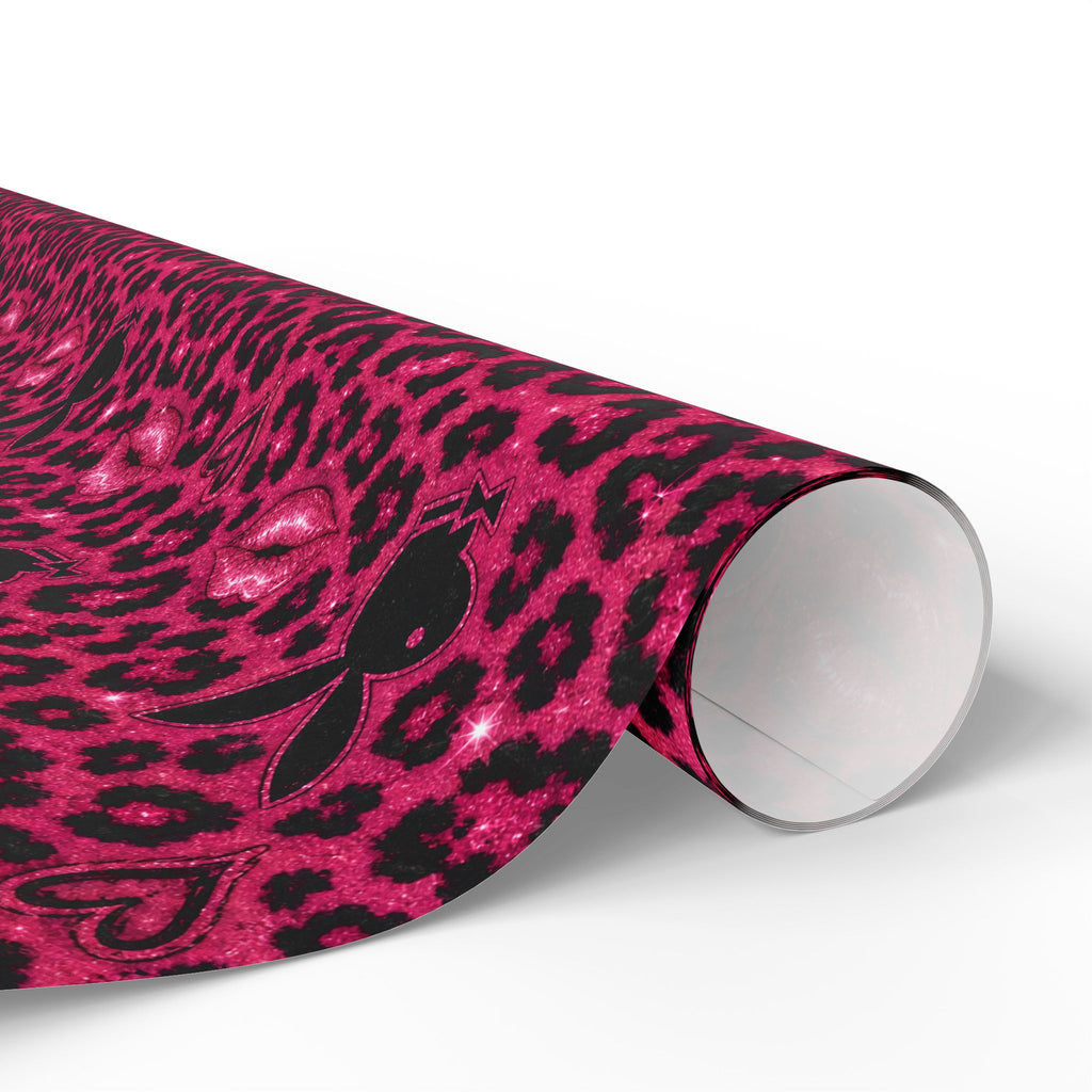 Pink Leopard Hearts Wrapping Paper — Bold Animal Print Gift Wrap