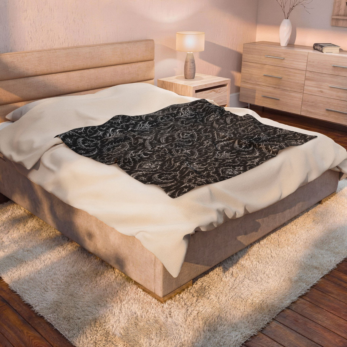 Metal Goth Velveteen Plush Blanket Black