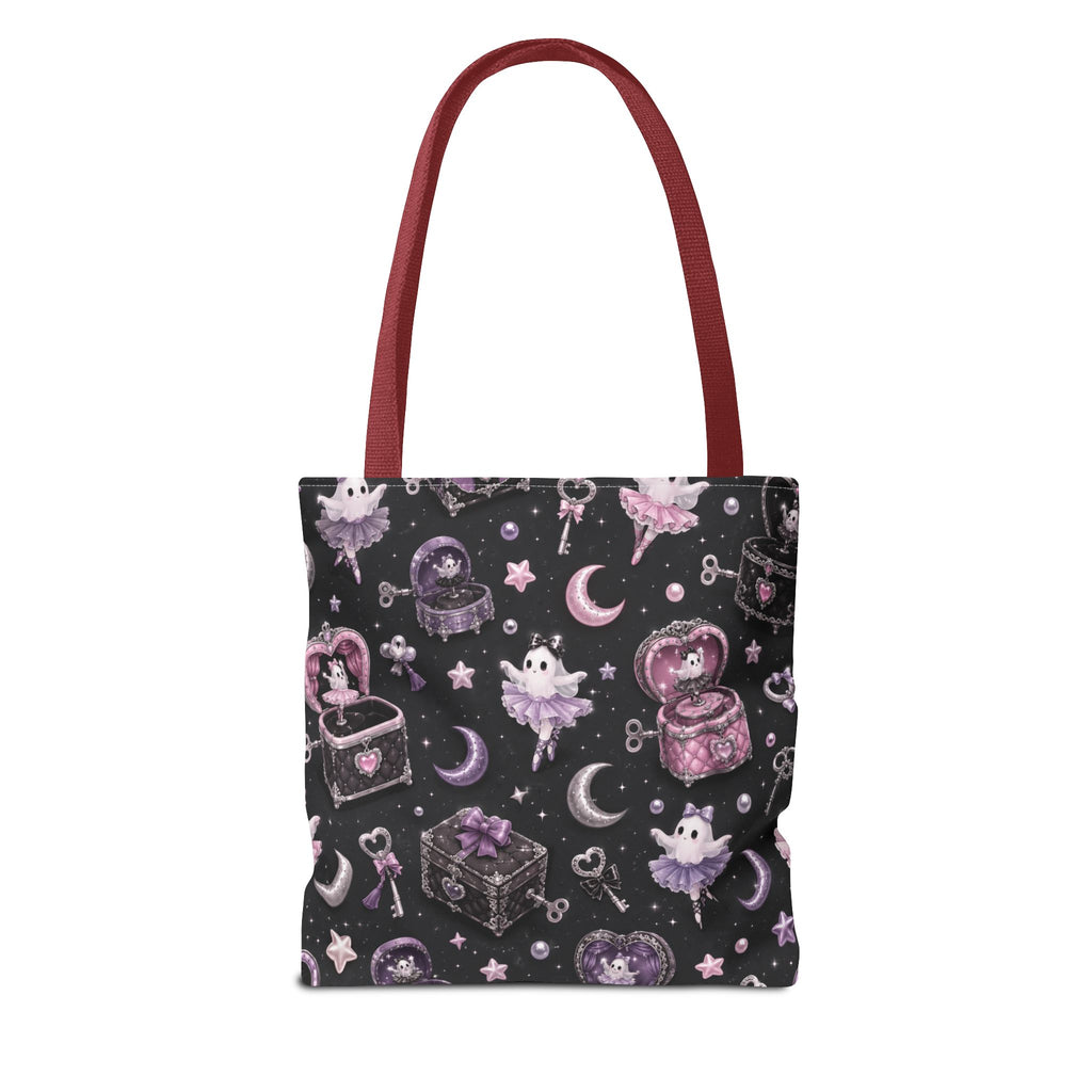 Mystical Kawaii Tote Bag – Cute Ghosts, Moon & Treasures All-Over Print