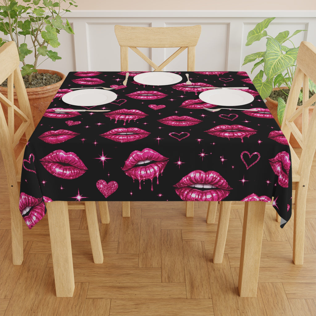 Kiss Kiss Bang Bang Tablecloth Black