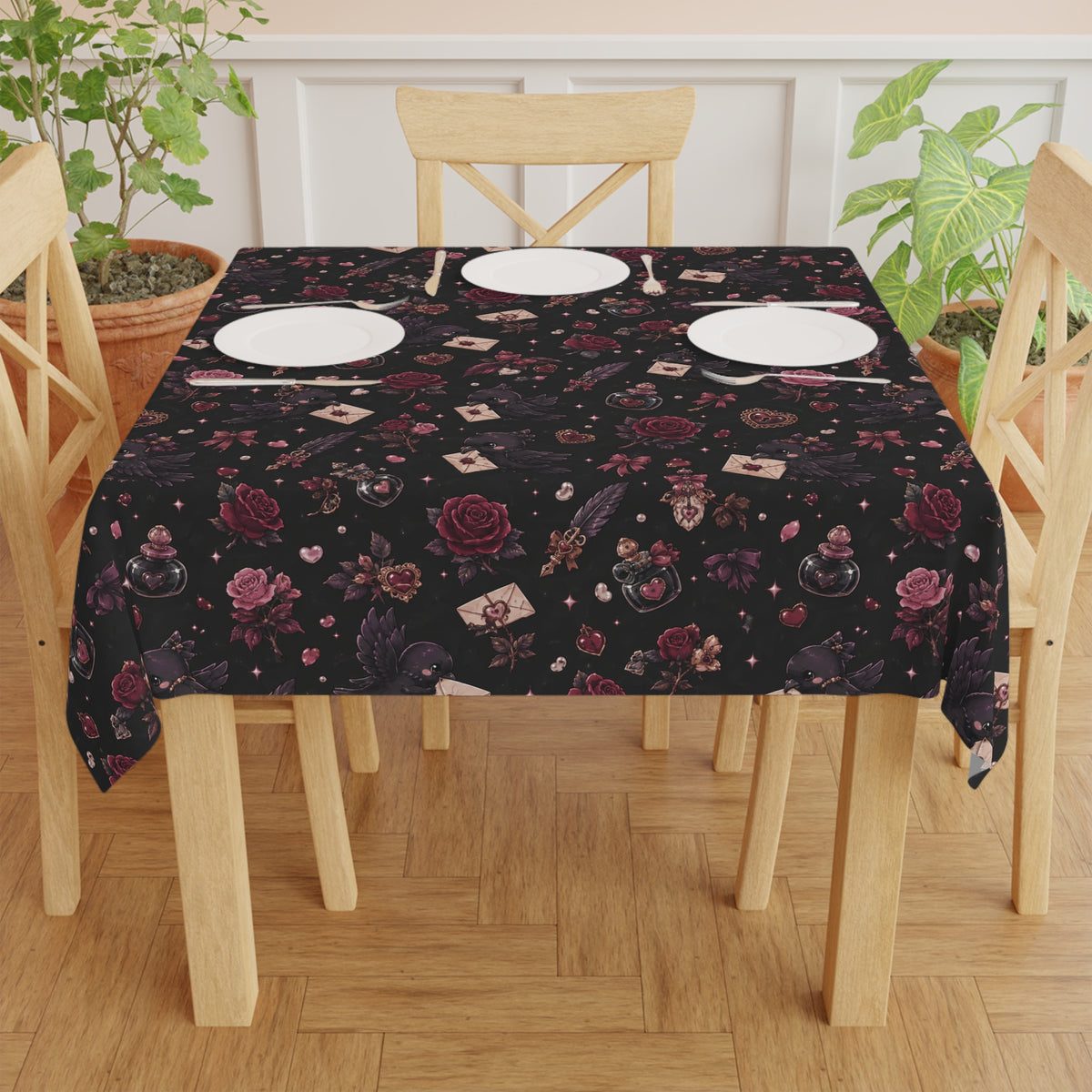 Love Letters Tablecloth Black