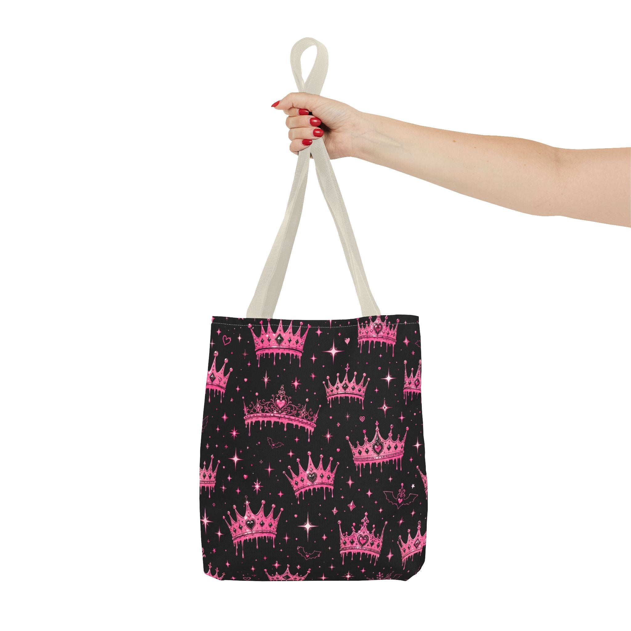 Pink Crown Pattern Tote Bag — Sparkling Princess All-Over Print