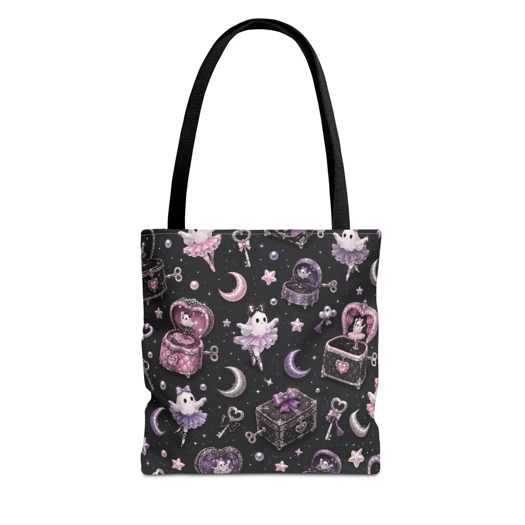 Mystical Kawaii Tote Bag – Cute Ghosts, Moon & Treasures All-Over Print
